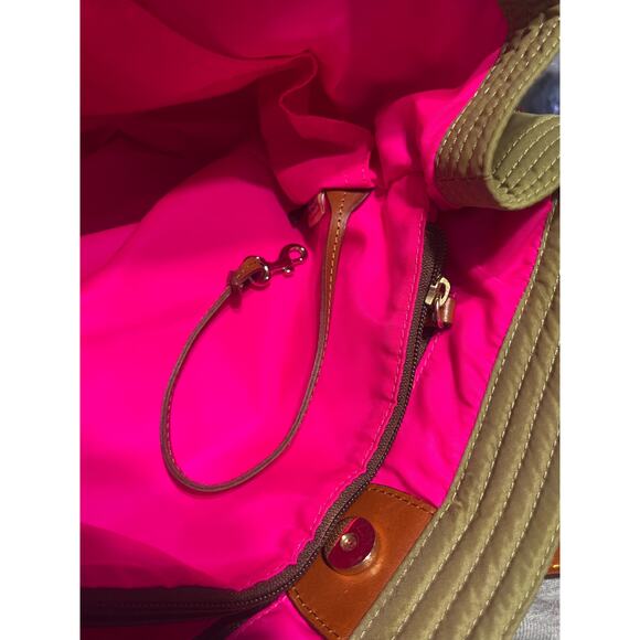 Dooney & Bourke Authenticated Victoria Handbag Olive Green pink Nylon Bag - Picture 11 of 13